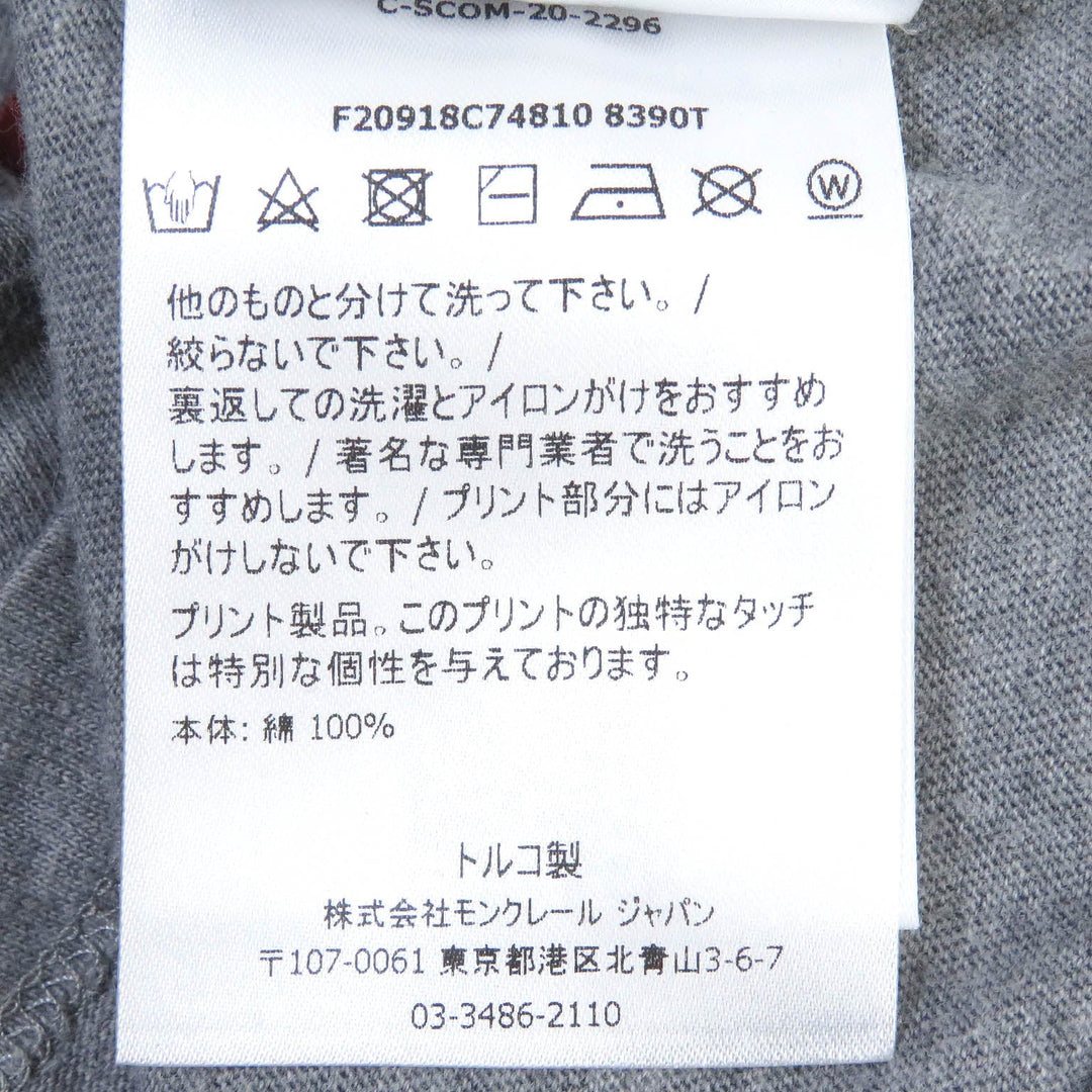 MONCLER Short sleeve T-shirt Main: 100% cotton gray MAGLIA T-SHIRT mens L Used Authentic