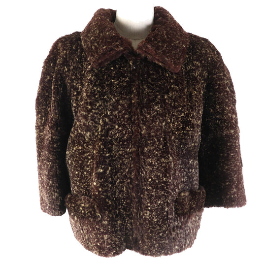 CHANEL Jacket P26806 Outer: 100% Lapin; Lining: 100% Silk Dark brown type Women 44 Used Authentic