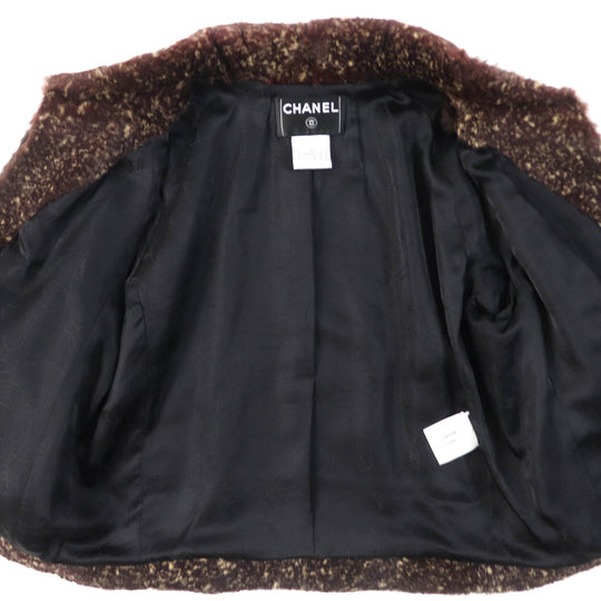 CHANEL Jacket P26806 Outer: 100% Lapin; Lining: 100% Silk Dark brown type Women 44 Used Authentic
