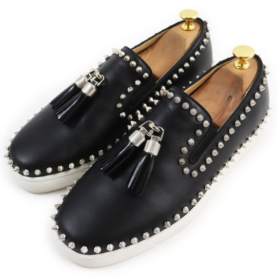 Christian Louboutin Slip-on Main: Leather black mens 41 Used Authentic