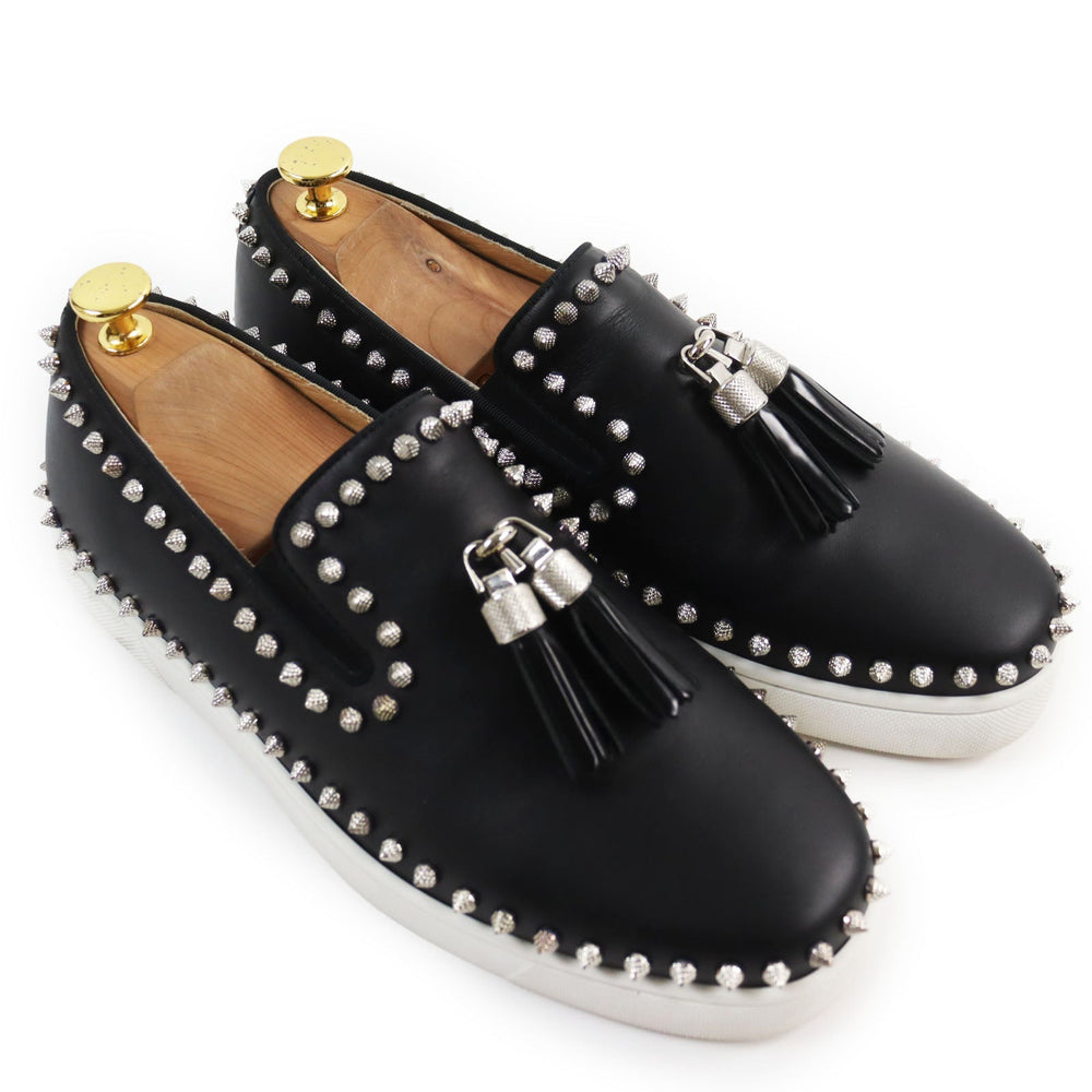 Christian Louboutin Slip-on Main: Leather black mens 41 Used Authentic
