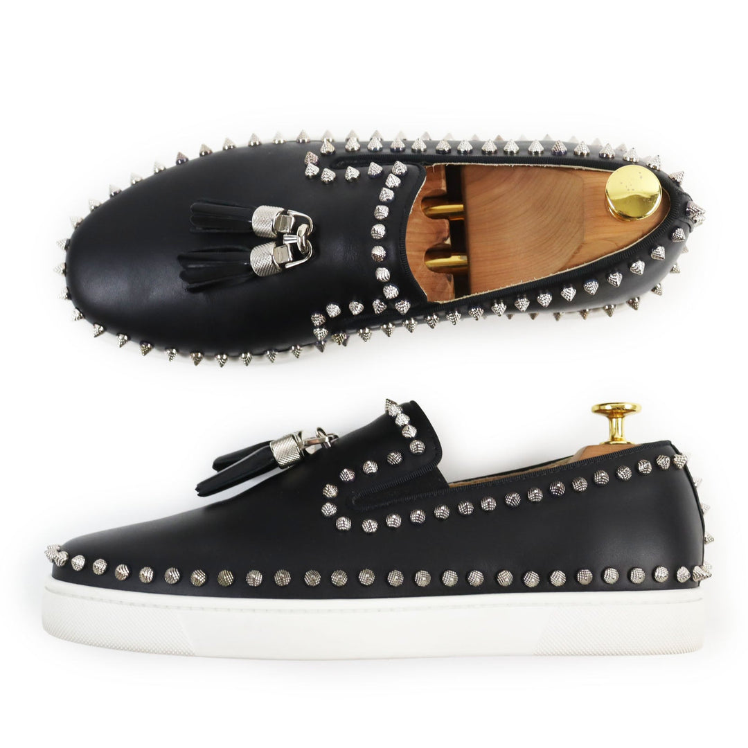 Christian Louboutin Slip-on Main: Leather black mens 41 Used Authentic