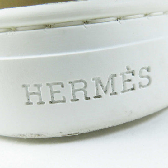 HERMES sneakers 222189Z Suede Leather, Rubber, Corduroy Beige white DEEP Women 38 1/2 Used Authentic