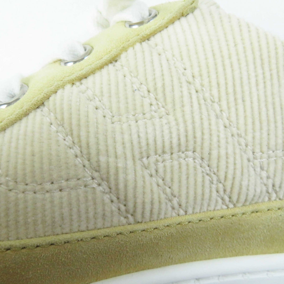 HERMES sneakers 222189Z Suede Leather, Rubber, Corduroy Beige white DEEP Women 38 1/2 Used Authentic