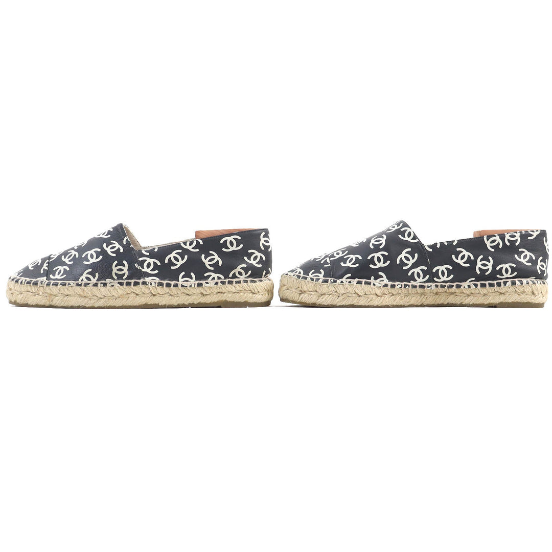 CHANEL Slip-on G29762 Main: Leather, Part: Jute Black White Natural Women 39 Used Authentic