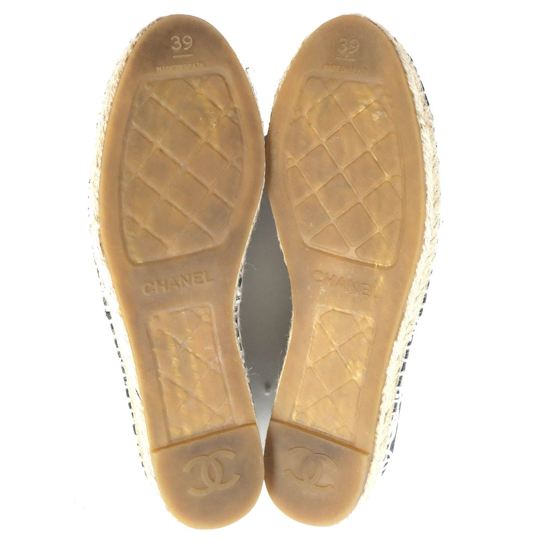 CHANEL Slip-on G29762 Main: Leather, Part: Jute Black White Natural Women 39 Used Authentic