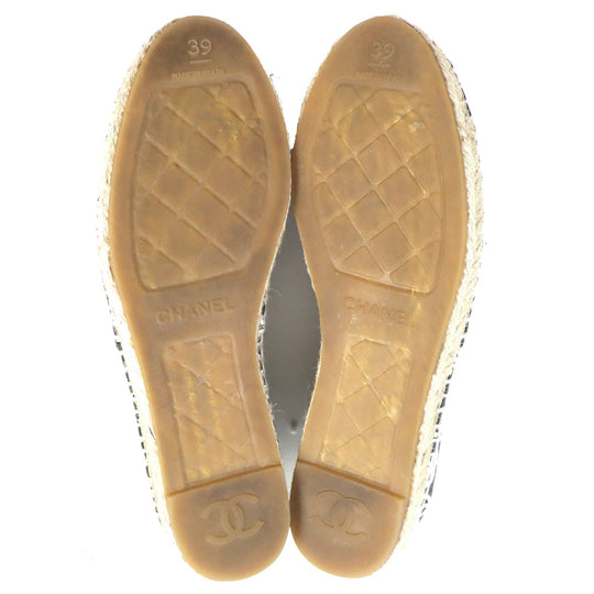 CHANEL Slip-on G29762 Main: Leather, Part: Jute Black White Natural Women 39 Used Authentic