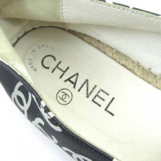 CHANEL Slip-on G29762 Main: Leather, Part: Jute Black White Natural Women 39 Used Authentic