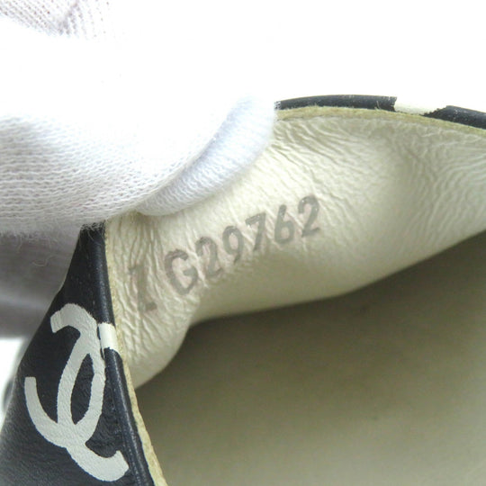 CHANEL Slip-on G29762 Main: Leather, Part: Jute Black White Natural Women 39 Used Authentic