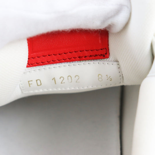 LOUIS VUITTON Low cut sneakers Main: Leather White red LV trainer line mens 8 1/2 Used Authentic