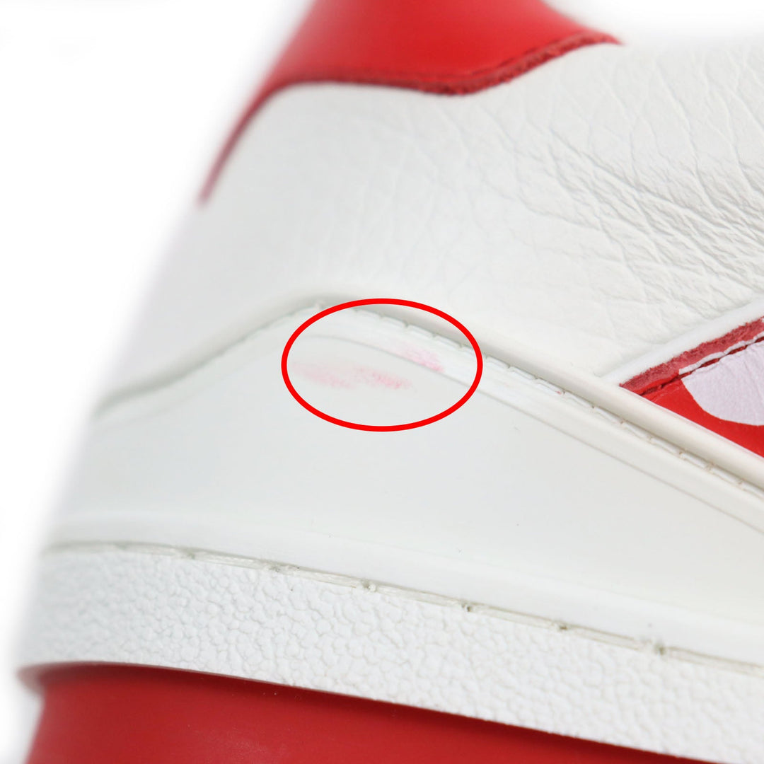 LOUIS VUITTON Low cut sneakers Main: Leather White red LV trainer line mens 8 1/2 Used Authentic