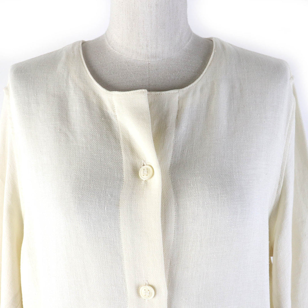 HERMES one piece Main: 100% linen off white Women 40 Used Authentic