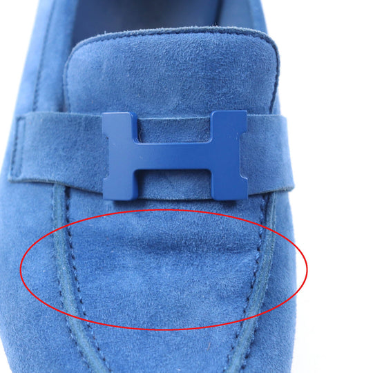 HERMES loafers 221065Z Main: Suede leather blue Constance Women 36 1/2 Used Authentic