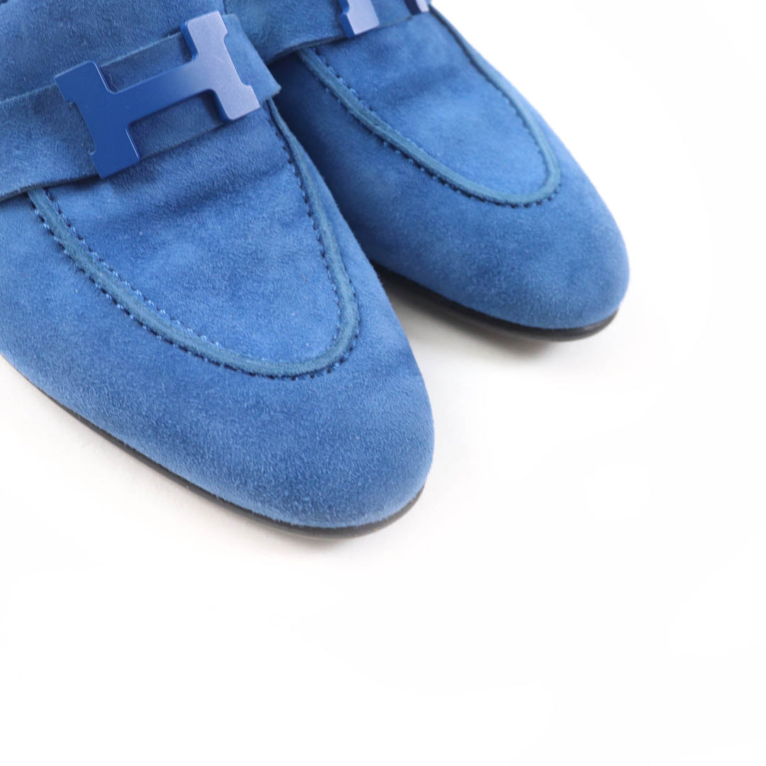 HERMES loafers 221065Z Main: Suede leather blue Constance Women 36 1/2 Used Authentic