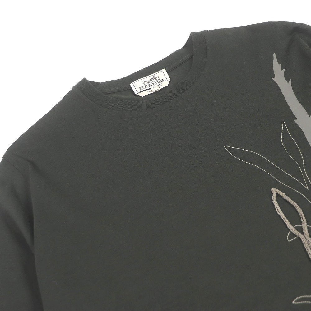 HERMES Short sleeve T-shirt Main: 100% cotton Dark green mens M Used Authentic