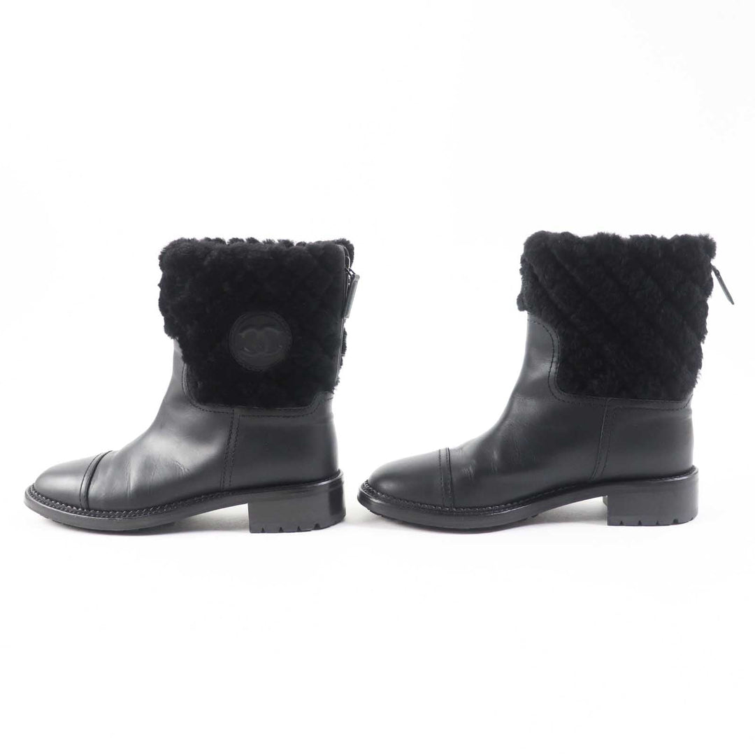 CHANEL short boots G30231 Main: Leather, Part: Mouton black Matrasse Women 37 Used Authentic