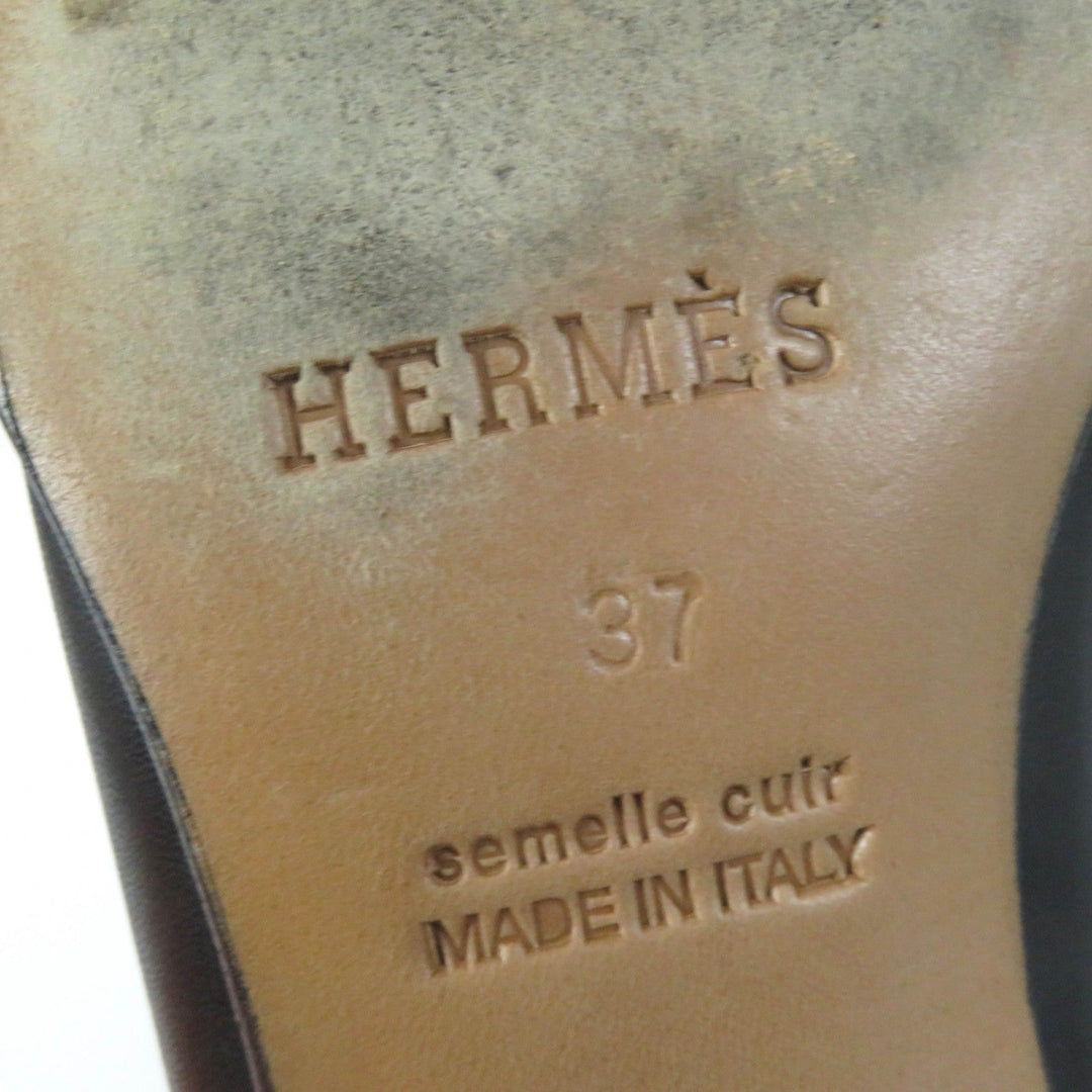 HERMES Knee-high boots Main: Leather black Women 37 Used Authentic