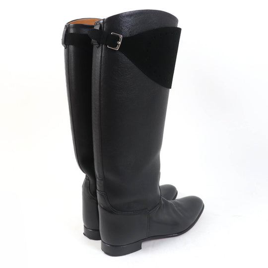 HERMES Knee-high boots Main: Leather black Women 37 Used Authentic