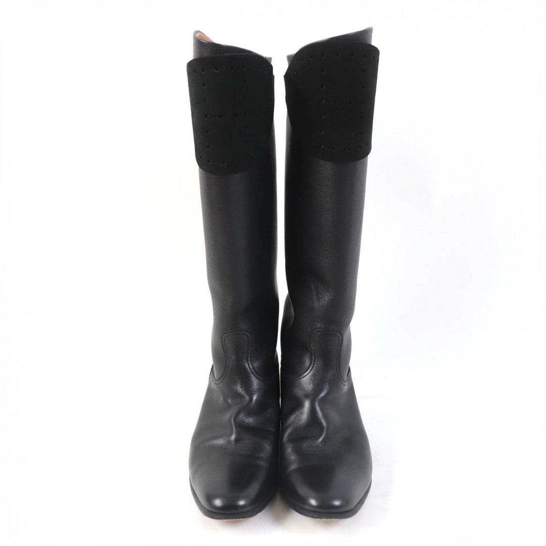 HERMES Knee-high boots Main: Leather black Women 37 Used Authentic