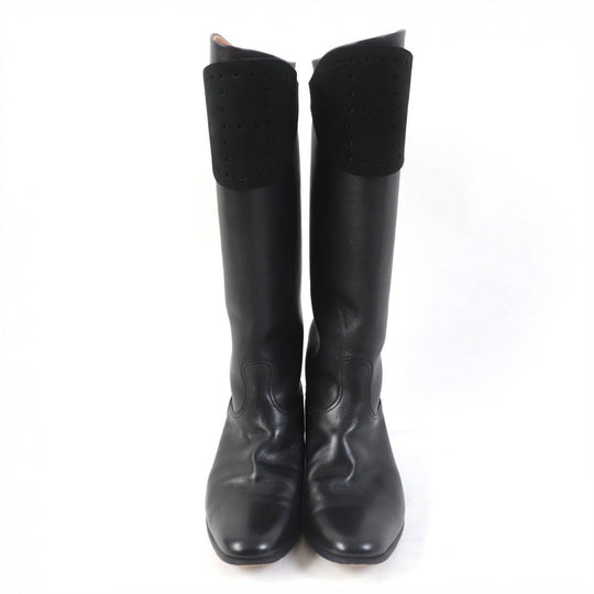 HERMES Knee-high boots Main: Leather black Women 37 Used Authentic