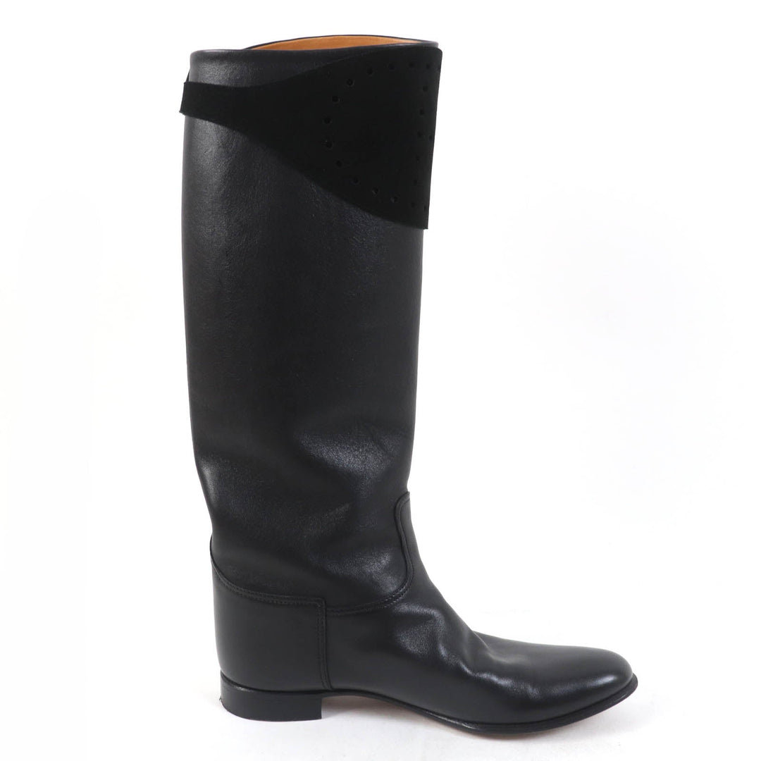 HERMES Knee-high boots Main: Leather black Women 37 Used Authentic