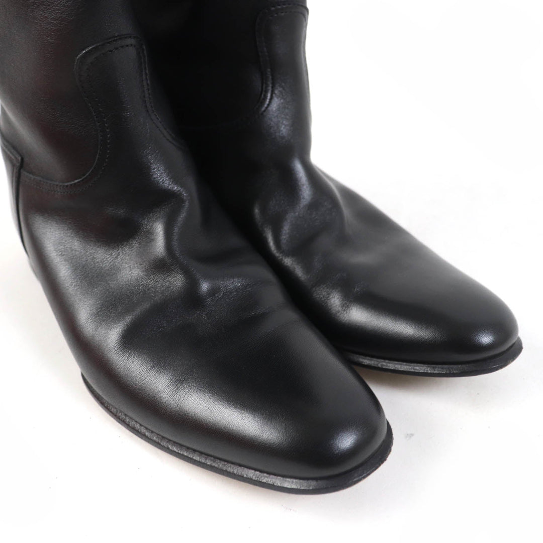 HERMES Knee-high boots Main: Leather black Women 37 Used Authentic