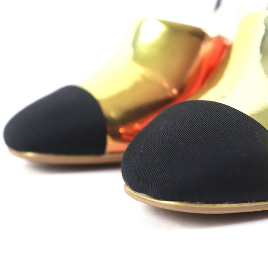 CHANEL pumps 24C G45434 Laminated calfskin x grosgrain Pink Gold Gradient Women 37 Used Authentic