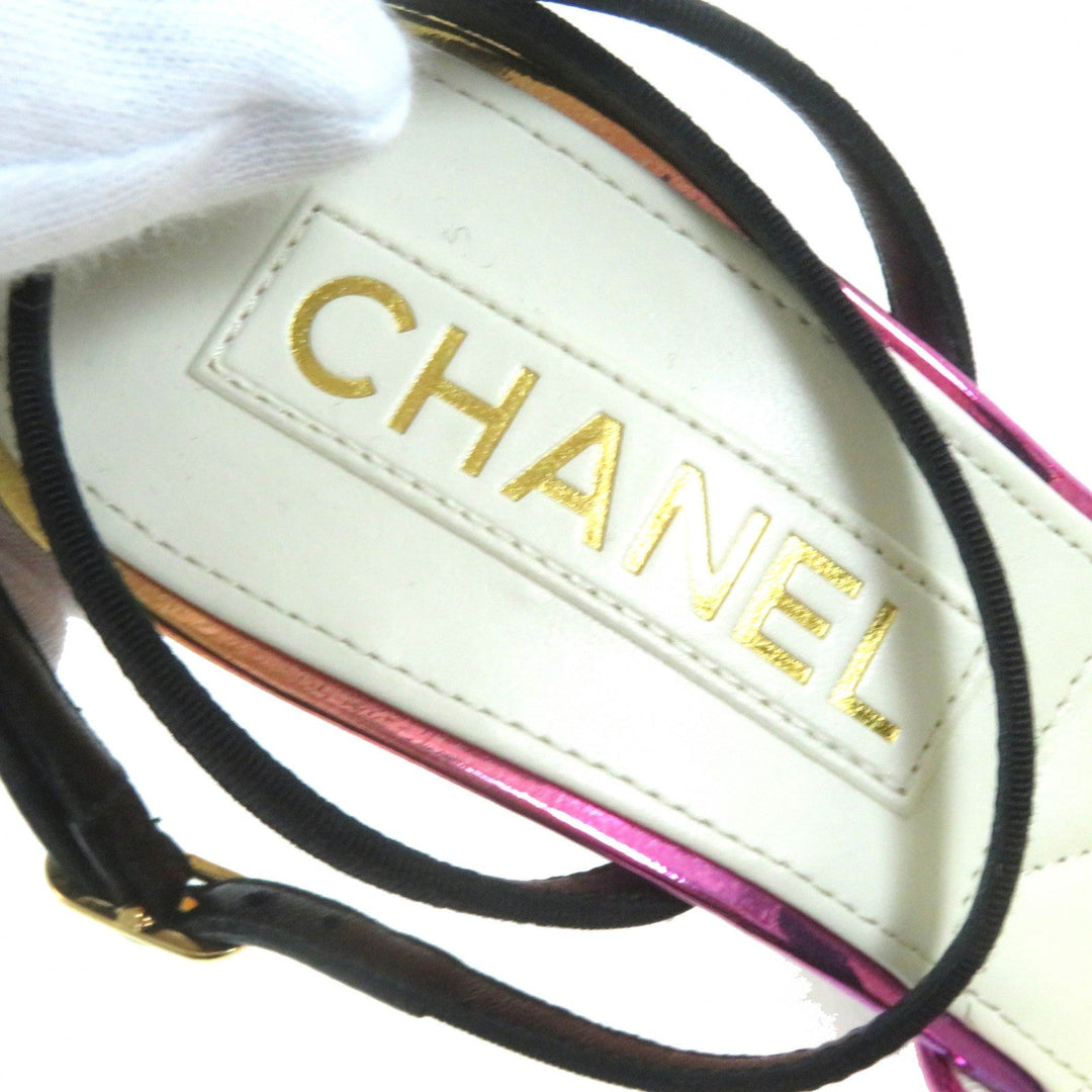CHANEL pumps 24C G45434 Laminated calfskin x grosgrain Pink Gold Gradient Women 37 Used Authentic