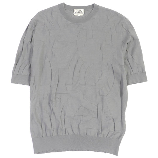 HERMES Short sleeve knit Main: 100% wool gray mens XL Used Authentic