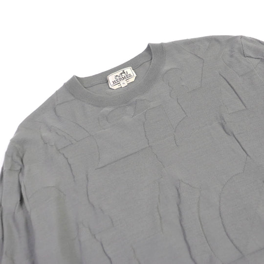 HERMES Short sleeve knit Main: 100% wool gray mens XL Used Authentic