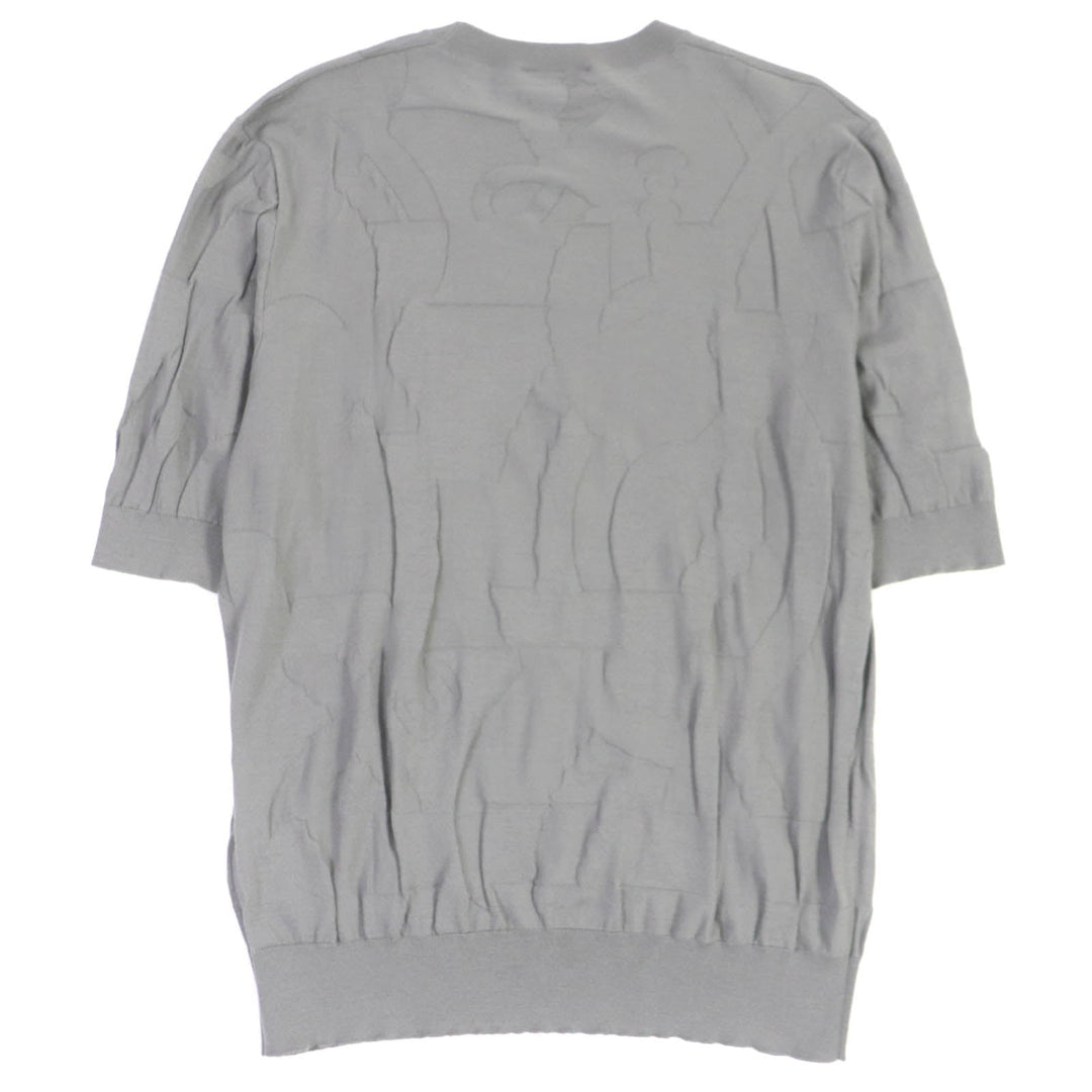 HERMES Short sleeve knit Main: 100% wool gray mens XL Used Authentic
