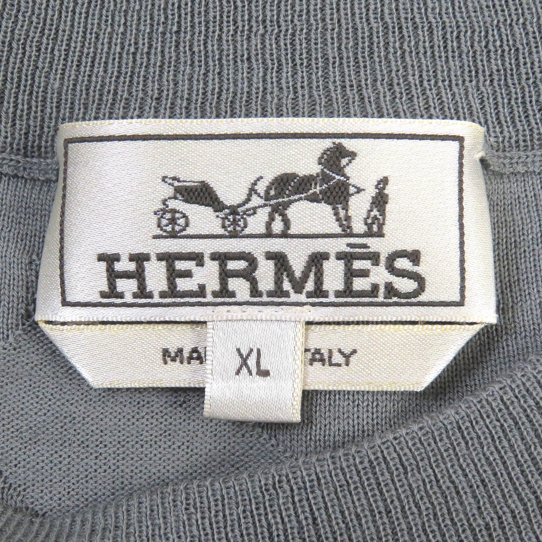 HERMES Short sleeve knit Main: 100% wool gray mens XL Used Authentic