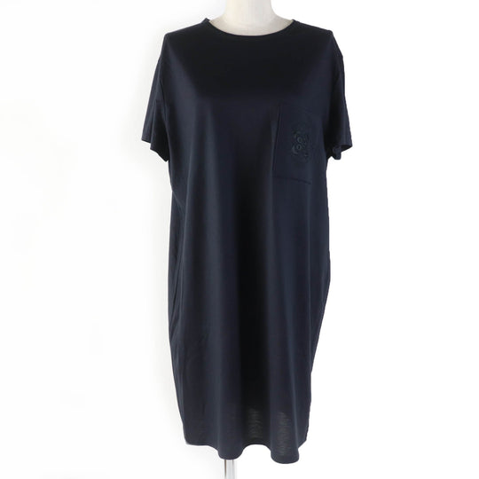 HERMES one piece Main: 100% cotton, some parts: 70% rayon, some parts: 30% polyester Dark navy Women 46 Used Authentic