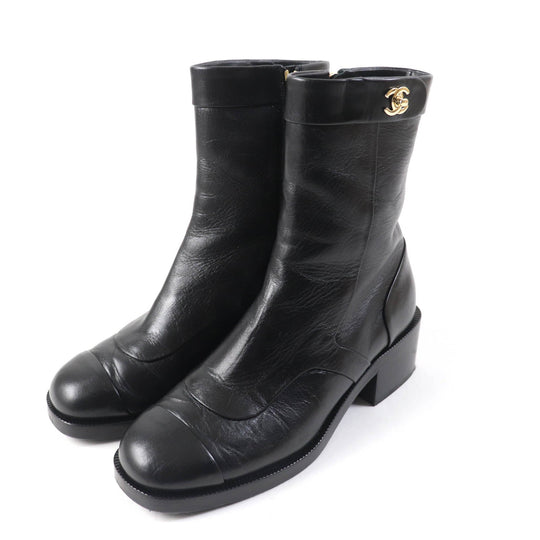 CHANEL short boots G39172 Main: Leather black Women 36 1/2 C Used Authentic