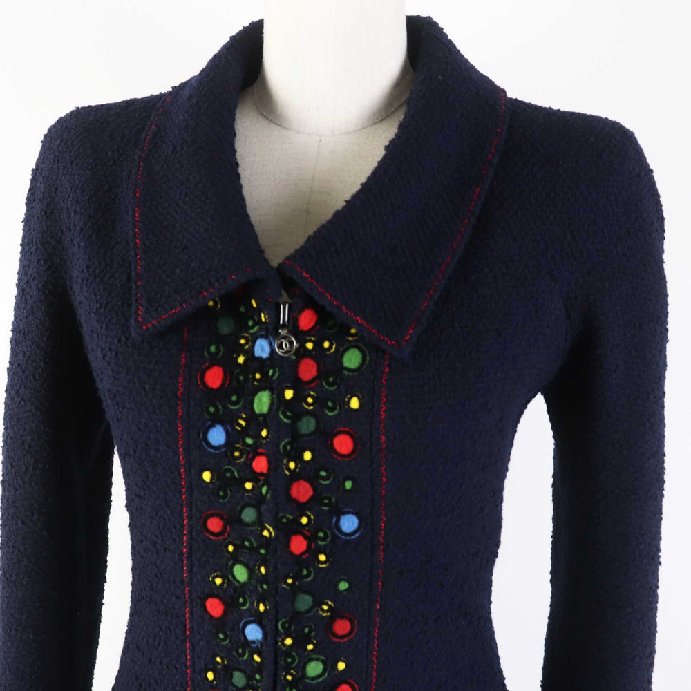 CHANEL setup 97A P09685 Outer: 88% wool, Outer: 12% nylon, Lining: 95% silk, Lining: 5% polyurethane Navy Women 36 Used Authentic