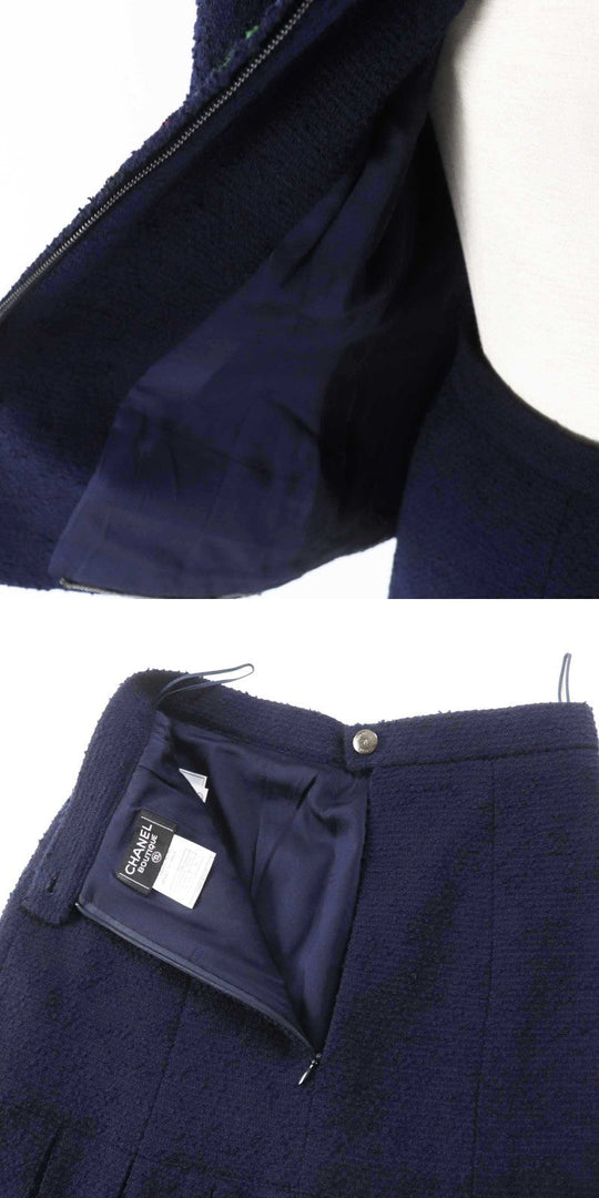 CHANEL setup 97A P09685 Outer: 88% wool, Outer: 12% nylon, Lining: 95% silk, Lining: 5% polyurethane Navy Women 36 Used Authentic