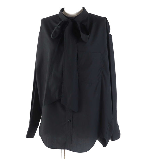 BALENCIAGA Long sleeve shirt 520497 Outer material: 100% cotton black News Wing Women 32 Used Authentic