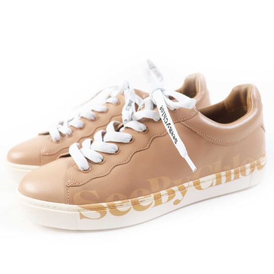 SEE BY CHLOE Low cut sneakers SB33125A Main: Leather beige ESSIE Women 38 Used Authentic