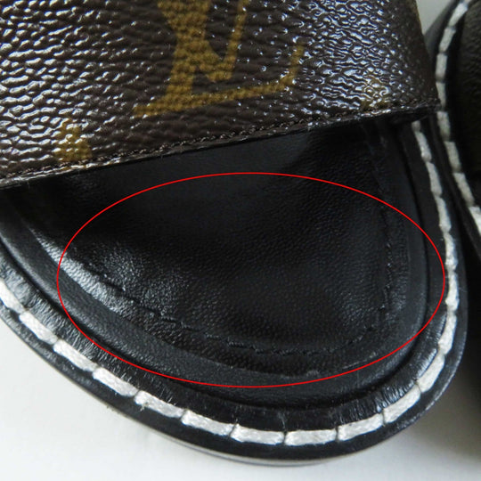 LOUIS VUITTON Sandals Main: Leather, Monogram canvas black Star trail line Women 38 Used Authentic