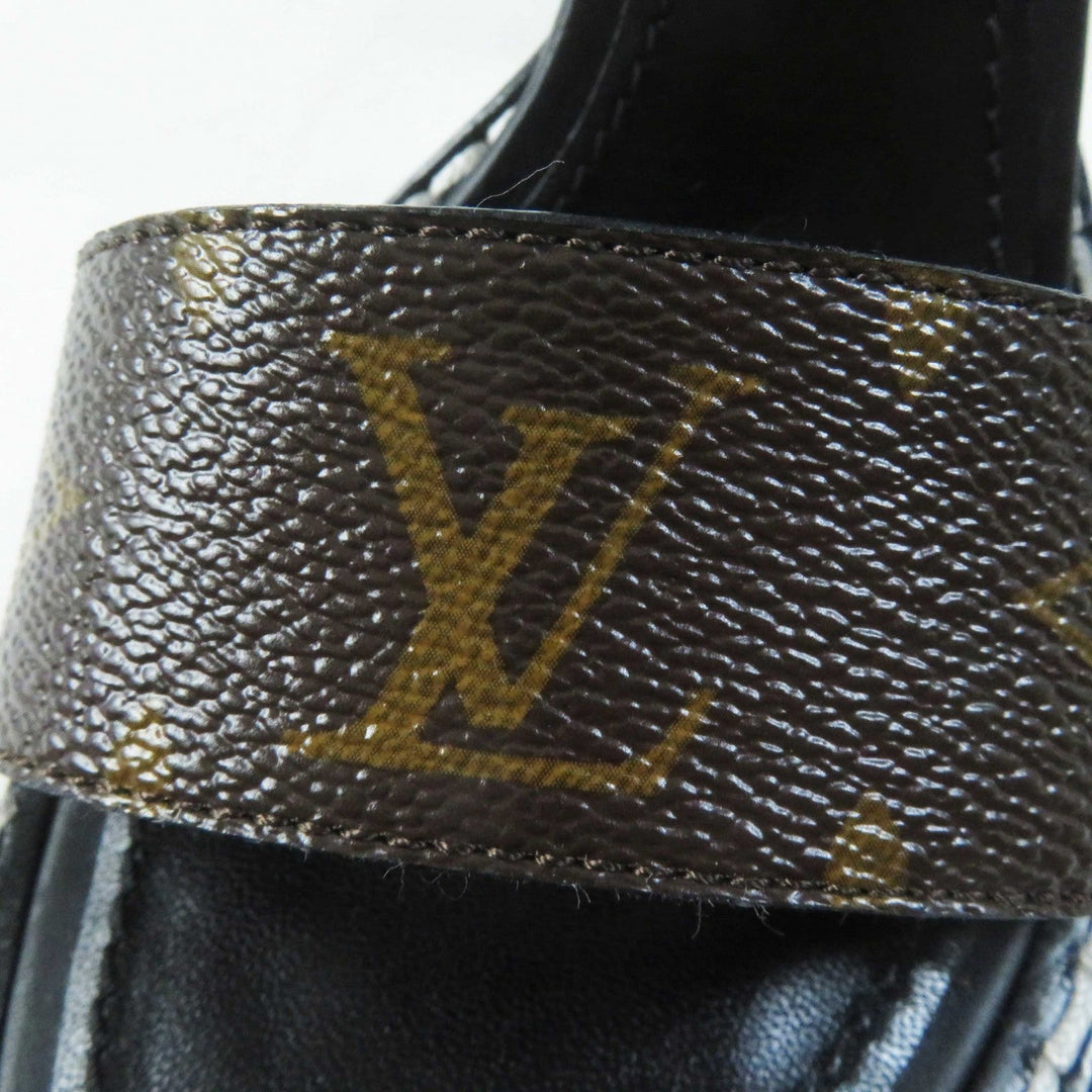 LOUIS VUITTON Sandals Main: Leather, Monogram canvas black Star trail line Women 38 Used Authentic