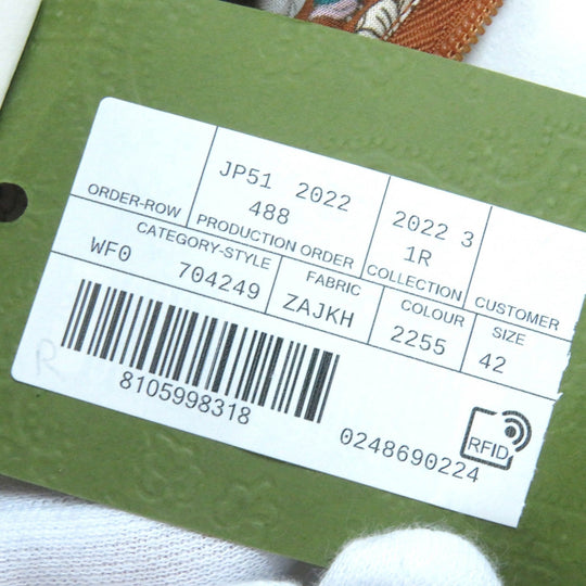GUCCI one piece 704249 ZAJKH Main: 100% cotton, Decoration: 100% nylon, Decoration 2: 80% cotton, 20% nylon, Inner dress: 76% acetate, 24% silk Brown multicolor Women 42 Used Authentic