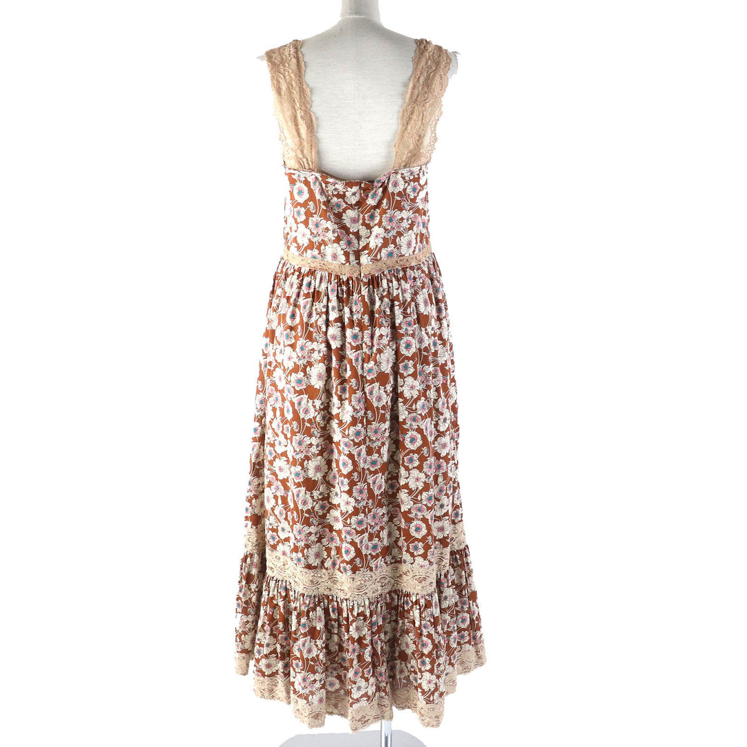 GUCCI one piece 704249 ZAJKH Main: 100% cotton, Decoration: 100% nylon, Decoration 2: 80% cotton, 20% nylon, Inner dress: 76% acetate, 24% silk Brown multicolor Women 42 Used Authentic