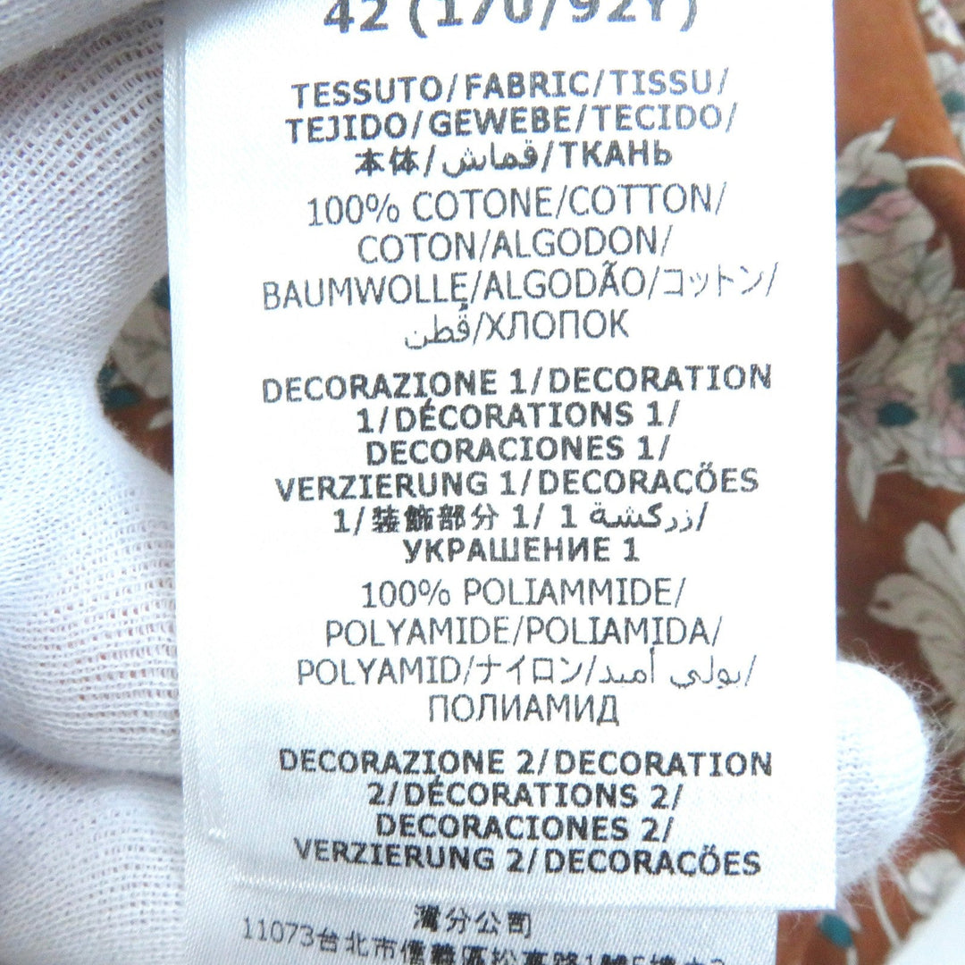 GUCCI one piece 704249 ZAJKH Main: 100% cotton, Decoration: 100% nylon, Decoration 2: 80% cotton, 20% nylon, Inner dress: 76% acetate, 24% silk Brown multicolor Women 42 Used Authentic