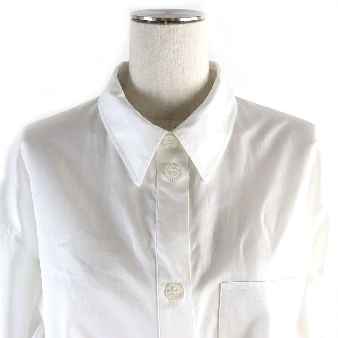 HERMES one piece 4E0546DV Main: 100% cotton white shirt dress Women 42 Used Authentic