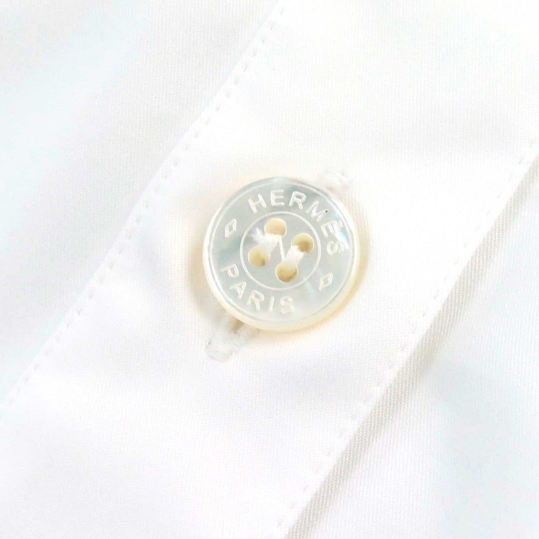 HERMES one piece 4E0546DV Main: 100% cotton white shirt dress Women 42 Used Authentic