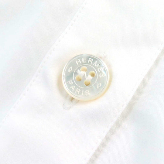 HERMES one piece 4E0546DV Main: 100% cotton white shirt dress Women 42 Used Authentic