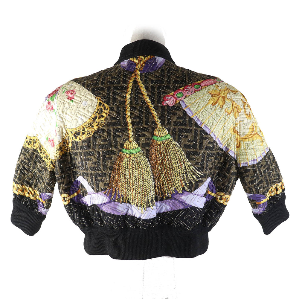FENDI Jacket FJ7258 Outer: 100% silk, Lining: 100% silk, Trim: 69% polyester, 27% nylon, 4% polyurethane Brown Yellow type Black Multicolor Women 36 Used Authentic