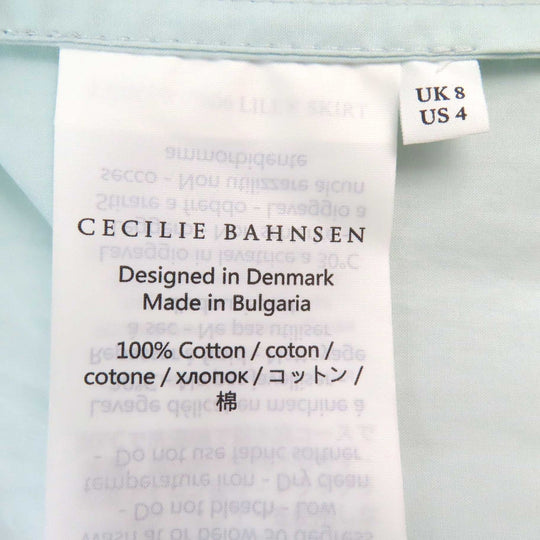 CECILIE BAHNSEN skirt Main: 100% cotton Light blue LILLY SKIRE Women UK 8 Used Authentic