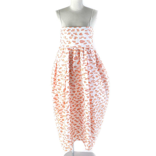 CECILIE BAHNSEN dress Main: 100% polyester Orange white JILLY DRESS Women UK14/US10 Used Authentic
