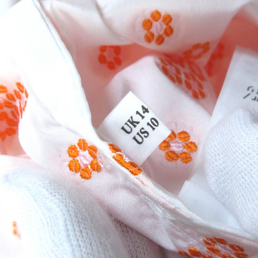 CECILIE BAHNSEN dress Main: 100% polyester Orange white JILLY DRESS Women UK14/US10 Used Authentic